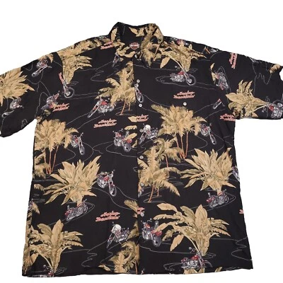 Camisa hawaiana vintage Harley Davidson motocicleta palmera hecha en EE. UU. XL Foto 1 de 4