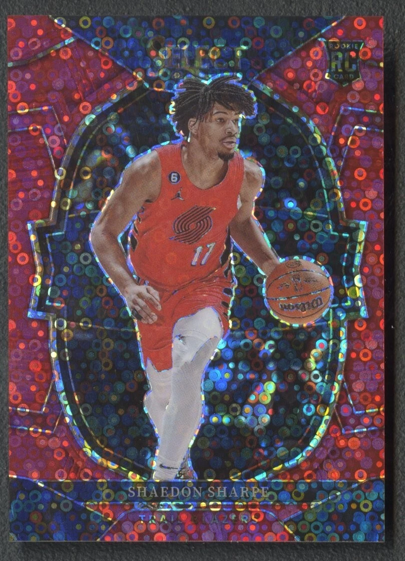 2022-23 Panini Select Shaedon Sharpe RC Red Disco Prizm /49 Blazers Rookie #71