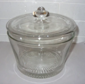Clear Glass Vintage Double Boiler Insert or Ice Bucket with Knob Lid VERY GOOD - Picture 1 of 11
