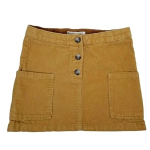Zara Kids Collection Size 9 Tan Corduroy Button Pocket Front Mini Skirt CM 134 - Picture 1 of 5