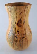 Spalted Maple Woodturned Vase Rustic Primitive Art Decor Signed Handcrafted 6.5"