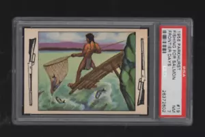 1956 PARKHURST V339-5 FRONTIER DAYS #19 FISHING FOR SALMON PSA 7 NM POP 1 NO ↑ - Picture 1 of 2