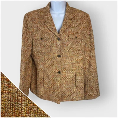 Blazer Jones New York para mujer Boucle Tweed | 14 | Naranja | Abotonable | Ventilado Foto 1 de 4