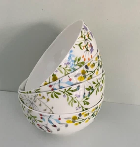 New Mikasa Tivoli Garden Set 4 Cereal Bowls 6" Bone China White MIKASA Flowers - Picture 1 of 14