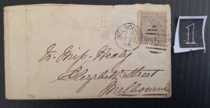 1868 Victoria Australia 2d Mauve Laureate stamp on Cover WMK Dble Lined 1 Melb. - Picture 1 of 4