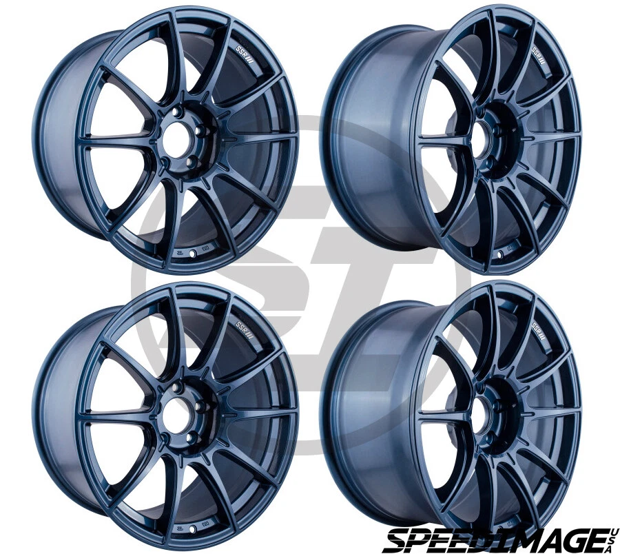 4X SSR GTX01 18X9.5 +22 5X114.3 BLUE GUNMETAL SET OF 4 WHEELS WHEEL EVO 8 9 TSX - Image 1 of 1