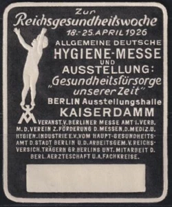 F-EX25201 GERMANY CINDERELLA 1926 BERLIN HYGIENE FAIR 55x67mm TROQUELADA. - Picture 1 of 1