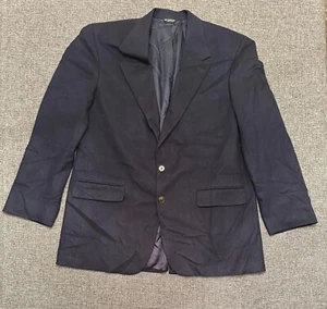 Vintage Bill Blass Lord & Taylor 100% Cashmere Navy Two-Button Blazer - Picture 1 of 8
