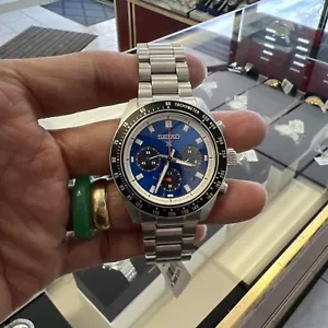 Seiko SSC931 SpeedTimer Watch Light Blue Dial Solar Chronograph 100 Meter(BNS🎁) - Picture 1 of 14