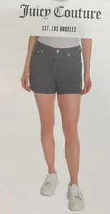 Juicy Couture Women's Black Denim Shorts –Sizes 8 & 10 High-Rise Stretch Cotton - Picture 1 of 24