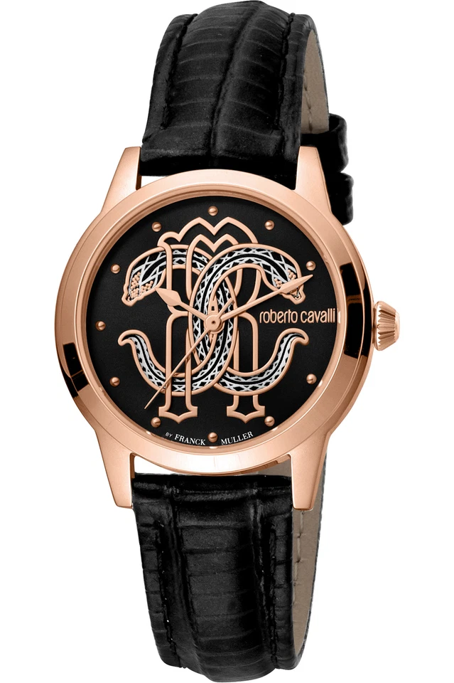 Reloj para mujer Roberto Cavalli by Franck Muller RV1L117L0061 oro rosa negro NUEVO Foto 1 de 1