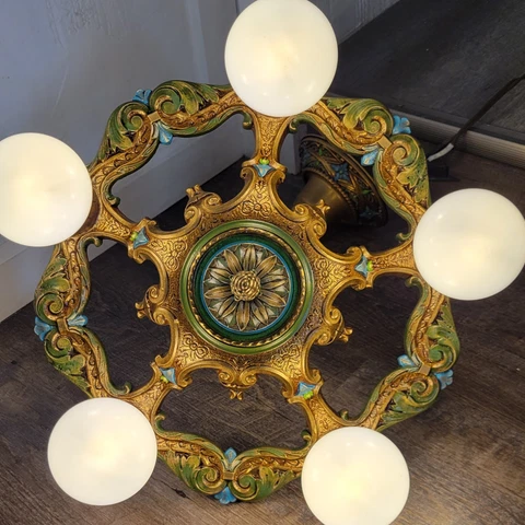 Vintage antique Art Deco chandelier 5 light 1920-30's-rewired Cover