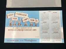 Vintage Westinghouse Fluorescent Lamps 1951 Advertising Calendar Card Cartoon