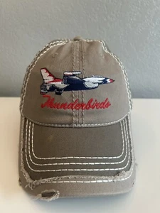 Thunderbirds Hat OSFM Adjustable Beige Gray Color Air Force Design Ships Free - Picture 1 of 10