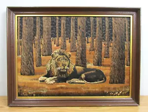 HANDGESTICKTES GERAHMTES BILD LÖWE SIGNIERT / 1940 / WOW! - Bild 1 von 9