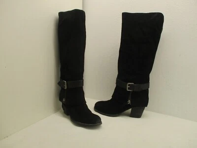 Botas hasta la rodilla Nine West Charlene negras de gamuza con cremallera para mujer talla 7 M Foto 1 de 4