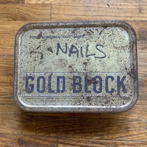 Vintage Ogden Gold Block Fine Virginia Cut Plug Tobacco Tin 2oz - Picture 1 of 6