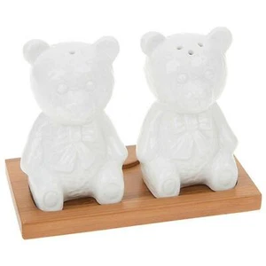 Teddybär Salz & Pfefferstreuer Shudehill süß weiß Porzellan Kruzifix Set 8 cm - Bild 1 von 1