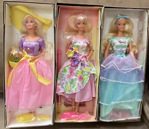 BARBIE SPRING BLOSSOM/PETALS/TEA PARTY SERIES 1,2,3 SPECIAL EDITION COLLECTIBLE - Picture 1 of 5