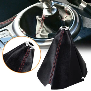 Red Stitch Car Manual Gear Shifter Shift Knob Boot Cover PU Leather Universal - Foto 1 di 13