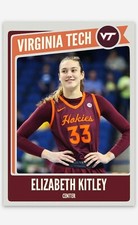 Elizabeth Kitley NMT Custom Art Basketball Card! Virginia Tech ! WNCAA!