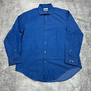 Calvin Klein Shirt Mens L 16/16.5  32/33 Blue micro dot Office Business Formal - Picture 1 of 12
