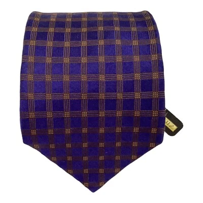 Corbata de seda geométrica azul ZILLI hecha a mano 60"-3,8 nueva con etiquetas Foto 1 de 4