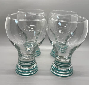 4 Fiesta Homer Laughlin Elegance Light Blue Stripe Band Footed Glass Goblets - Picture 1 of 5