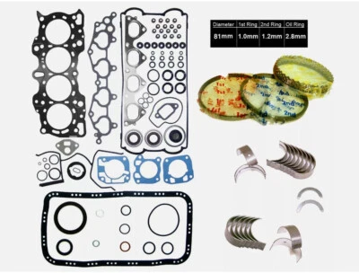 90-01 Acura Integra 1,8 л B18A1 B18B1 полный комплект прокладок поршневые кольцевые подшипники - Изображение 1 из 4