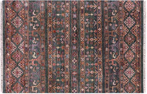 3' 4" X 5' 0" Gabbeh Tribal Hand Knotted Wool Rug - Q14379 - Picture 1 of 8