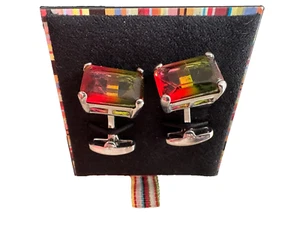 Paul Smith Cufflinks | Green Amber & Red encrusted Glass | Luxury Boxed ✨ - Picture 1 of 5