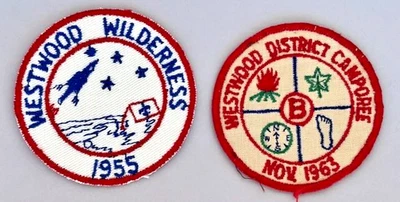 1955 WESTWOOD WILDERNESS & 1963 DISTRICT CAMPOREE  Crescent Bay Council  PATCHES - Image 1 of 2