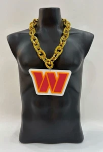 Collar de cadena grande Washington Commanders 34" oro con logotipo colgante 8"x5,5 - Imagen 1 de 2