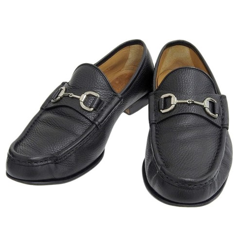 Gucci scarpe eleganti uomo mocassini pelle morso di cavallo nero UK9 US9.5 64630c