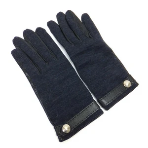 HERMES HERMES "Gloves Serie" "Black x Navy x Silver Hardware/Cashmere x Leather" - Picture 1 of 4
