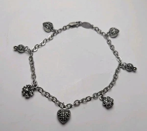 Judith Jack Sterling Silber Markasiten Bettelarmband Herzen Blumen - Bild 1 von 6