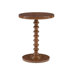Linon Home Decor Spencer 17 pulgadas Mesa auxiliar redonda de madera marrón avellana - Imagen 1 de 6
