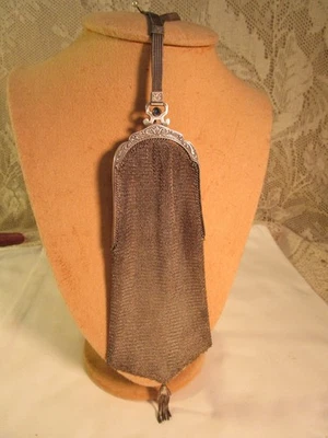 EARLY WEST. GERMANY METAL ALAPACA SILVER LINKS PURSE BAG - Image 1 of 4