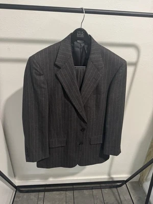 Bespoke Brown Stripe Flannel Wool Suit From Gary Hulse, 40S Union Made MiUSA - Image 1 of 4
