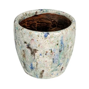 Terra-Cotta Planter with Crackle Glaze, Blue - Picture 1 of 9