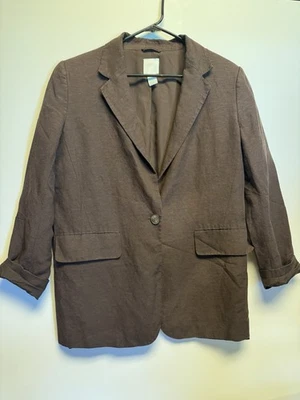 Blazer H&M Marrón Cuello Único Forrado Botón Forrado Frontal Talla S Foto 1 de 4