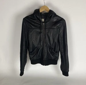 Aqua Leather Bomberjacke Kapuze Echtleder Damen Gr. M - Bild 1 von 11