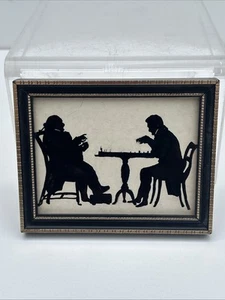 VINTAGE GERAHMTE SILHOUETTE EINES VIKTORIANISCHEN GENTLEMAN SPIELT SCHACH - Bild 1 von 5
