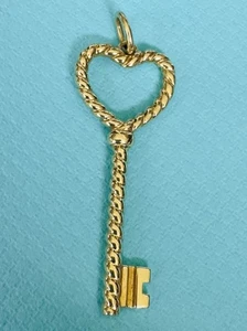 Tiffany & Co. 18k Gold Twisted Heart Key Pendant/Charm - Picture 1 of 5
