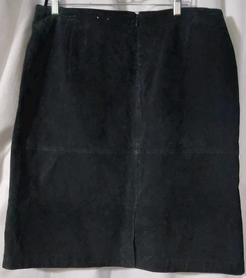 Saia de Couro St Johns Bay 16 Camurça Preta Boho Whimsigoth Comprimento Ocidental 24" - Imagem 1 de 4