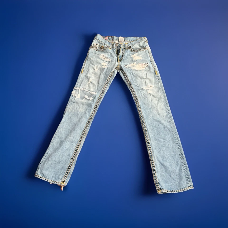 Vintage True Religion Brand Jeans Size 31 Bobby Super T Distressed World Tour - Image 1 of 4