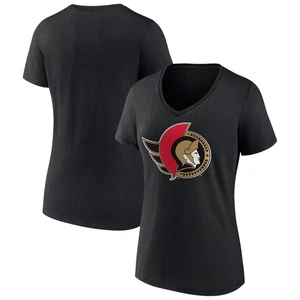Women's Black Ottawa Senators Team Logo V-Neck T-Shirt - Picture 1 of 3