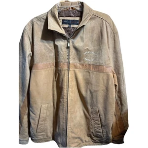 Perry Ellis America Jacket Men's XL Brown Suede Full Zip Leather Coat LS Outdoor - Picture 1 of 13
