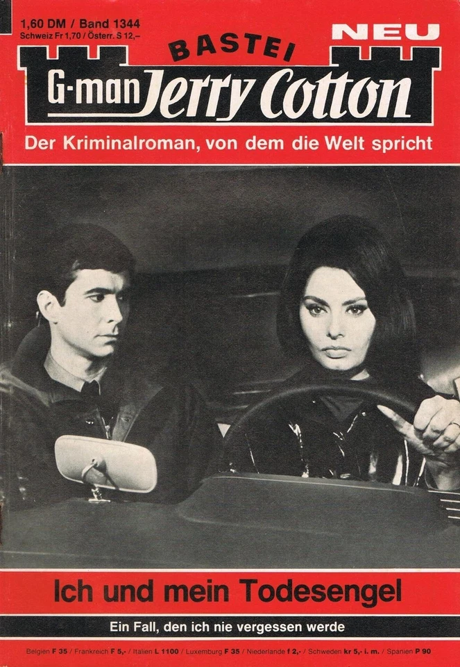 #1344 JERRY COTTON 80's - GERMAN KRIMI ROMAN NOVELLA cover SOPHIA LOREN - Image 1 of 1