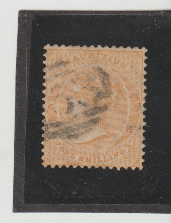 Mauritius Scott #39 Used  1864 1sh orange yellow Queen Victoria CV.$29. - Image 1 of 1
